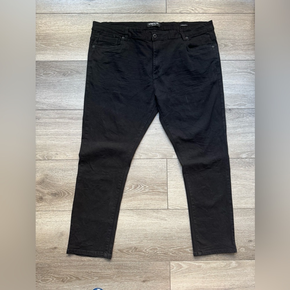 Kenneth Cole Jeans Mens 42X32 Black Slim Fit Straight Stretch